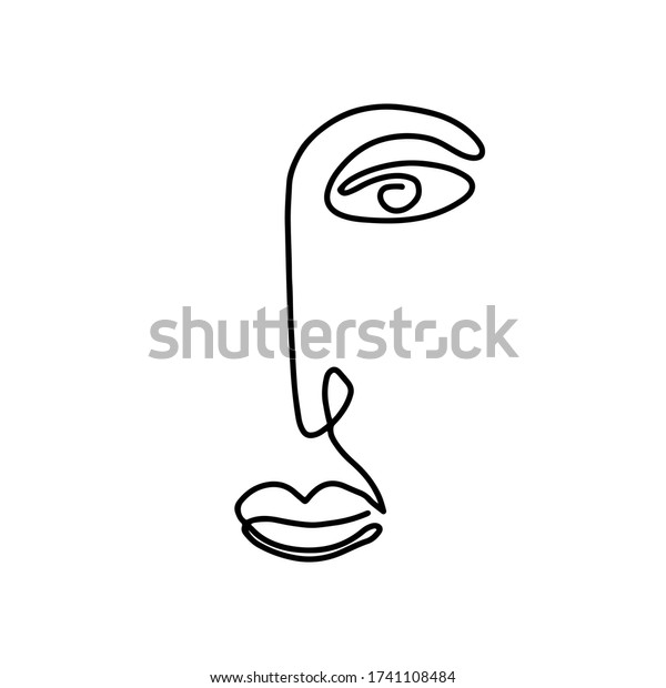 Continuous Line Art Abstract Woman Face Stock Illustration 1741108484 Shutterstock 1536