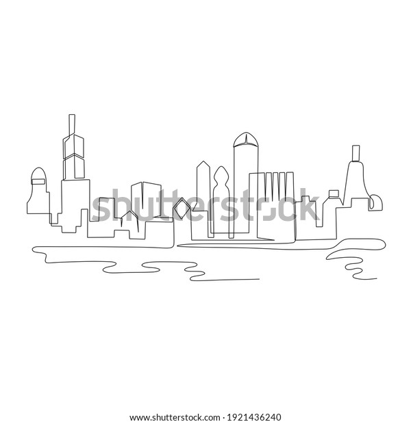 Continuous Line Building Drawing Stock Illustration 1921436240 ...