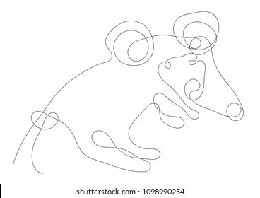 Continuous line in concept of rat isolated on white background. Illustration Design. - Shutterstock ID 1098990254