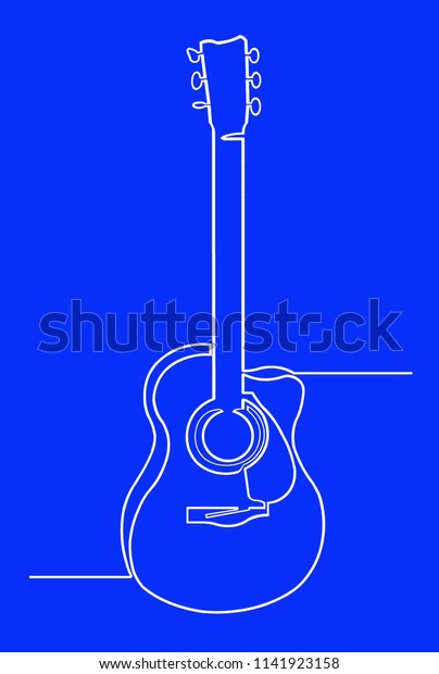 Continuous Line Drawing Acoustic Guitar On Stock Illustration 1141923158 Shutterstock 0311