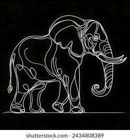 A continuous line drawing of an elephant walking to celebrate World Elephant Day. - Powered by Shutterstock