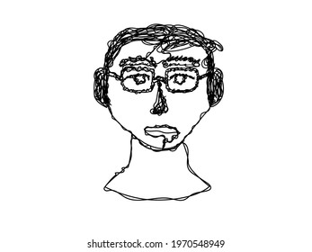 Continuous Line Drawing Guy Glasses Stock Illustration 1970548949 ...