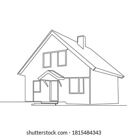 kontinuierliche Zeichnung des Hauses. Illustration, Gebäude,