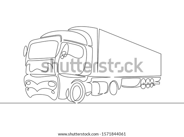 continuous line drawing of Pickup truck\
transport vector illustration simple\
concept.\
