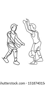 Continuous Line Drawing Playing Basketball Stock Illustration ...