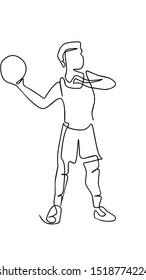 Continuous Line Drawing Playing Basketball Stock Illustration 1518774224