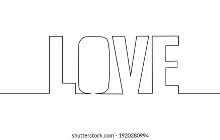 Continuous Line Drawing Word Love Black Stock Illustration 1920280994 ...