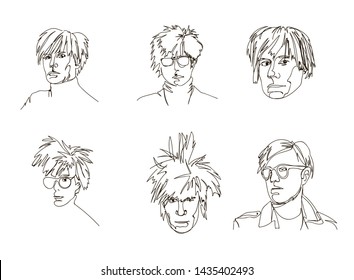 continuous line portrait of Andy Warhol  