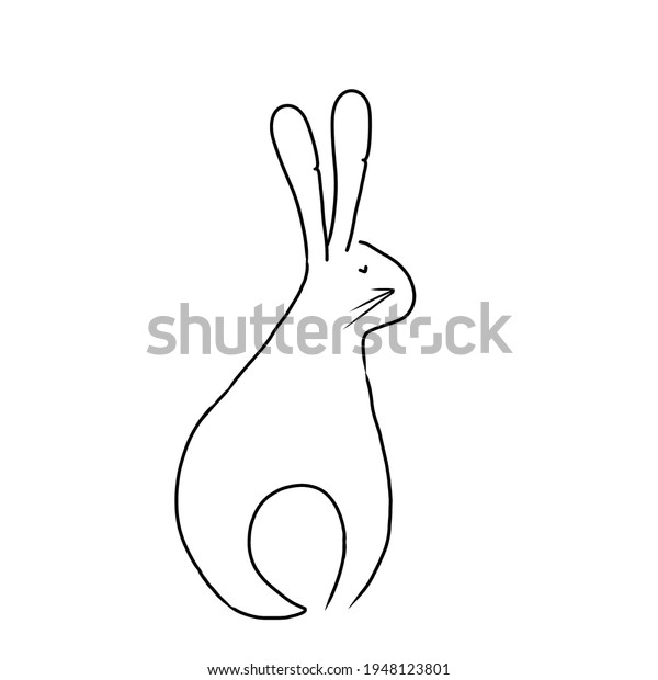 Continuous Linear Drawing Rabbit Raster Illustration Stock Illustration ...