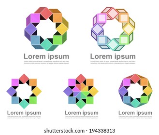 Continuous Loop Of Colorful Squares And Cubes