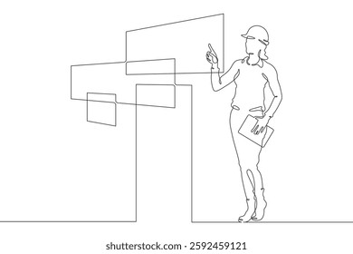 Continuous one line drawing IT engineer and server. Engineer services network equipment. Computer technician with tablet.
One continuous line isolated minimal illustration.Not AI. - Powered by Shutterstock - Get 15% off with code: PIKWIZARD15
