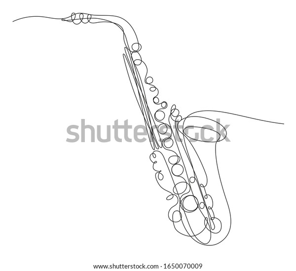 Continuous One Line Drawing Saxophone Stock Illustration