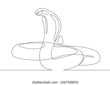 Continuous One Line Drawing Snake Cobra