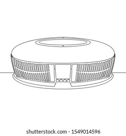 Continuous One Single Line Drawing Stadium Arena Icon Illustration Concept