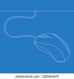 Continuous One Single Line Drawing Computer Mouse Icon Illustration Concept