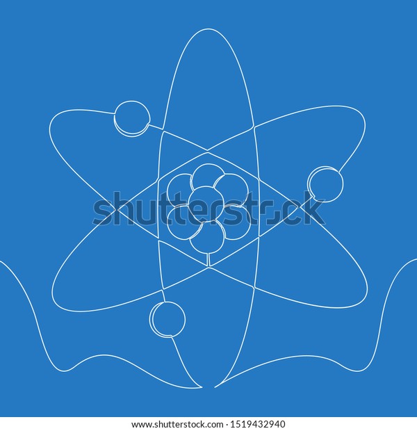 Continuous One Single Line Drawing Molecule Stock Illustration