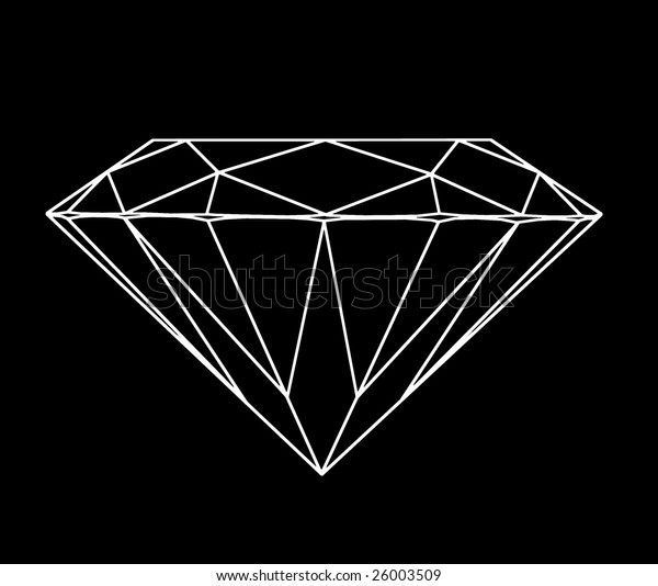 Contour Diamond Isolated On Black Background Stock Illustration 26003509