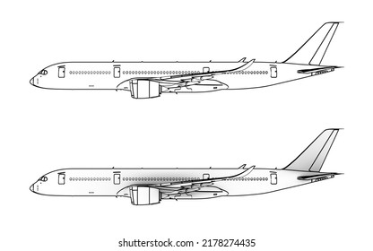 Contour Drawing Airplane Coloring Page Drawing Stock Illustration ...