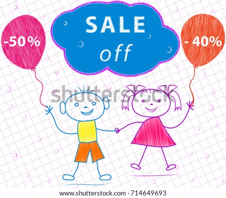 Contour Drawing Boy Girl Sale Off Stock Illustration