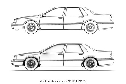 Contour Drawing Car Coloring Page Drawing Stock Illustration 2180112125 ...