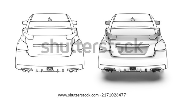Contour drawing
of the car. Coloring page for drawing. Black contour sketch
illustrate isolated on white
background