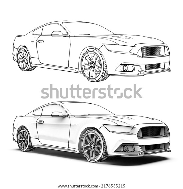 Contour drawing
of the car. Coloring page for drawing. Black contour sketch
illustrate isolated on white
background