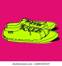 contour drawing shoe in vector illustration