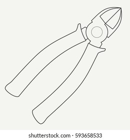 Contour image of cutters on white background.