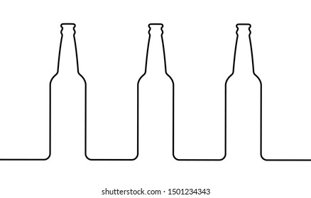 Contour layout of a beer bottle in the style of one solid line. Menu design. Minimalism repetition pattern. - Powered by Shutterstock