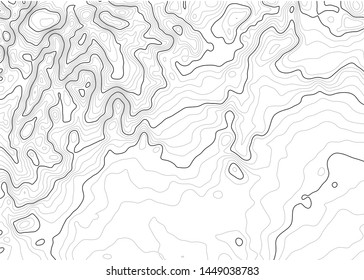 Contour Topo Map In Black/white 