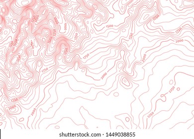 Contour Topo Map Red With Labels