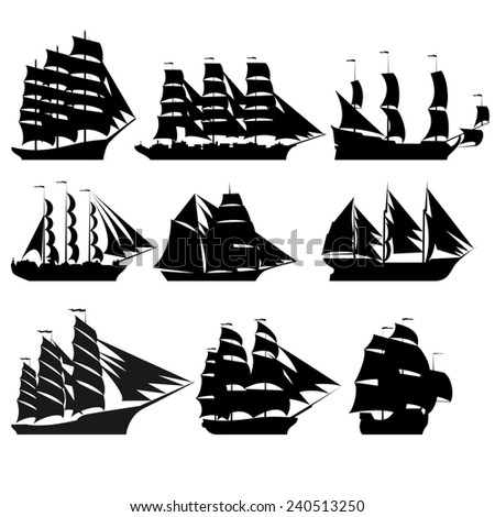 contours old sailing ships blackandwhite illustration stock