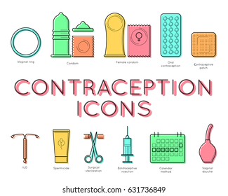 Pregnancy Icons Set Family Parenthood Contraception Stock Vector ...