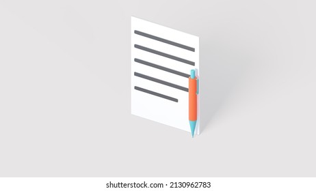 Contract Icon 3d Rendered Orthographic View 