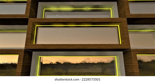 Contractor's defect during installation of yellow LED lighting for window frames. The tape does not adhere tightly to the surface. 3d rendering. - Powered by Shutterstock