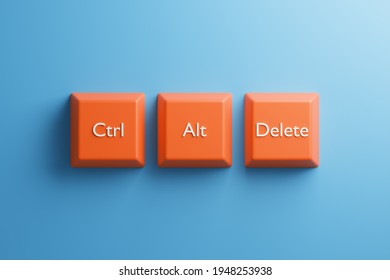 Control Alt Delete Keys From Computer Keyboard, 3D Illustration