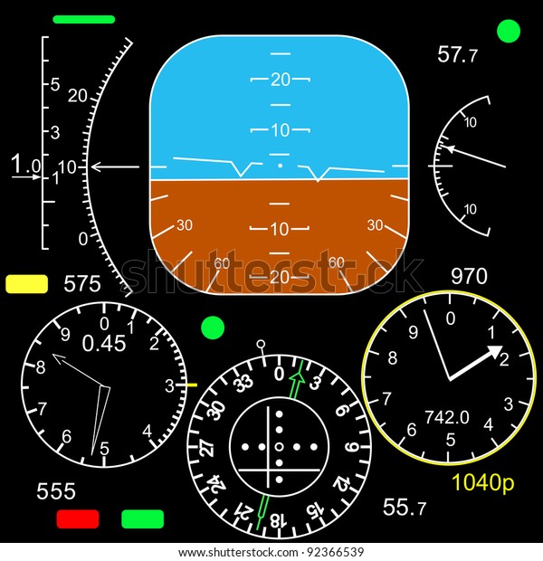 Control Panel Plane Cockpit Stock Illustration 92366539