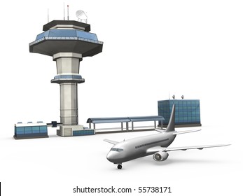 Control tower and an plane
