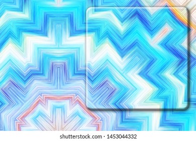 Convex relief rectangular plate on colorful striped abstract horizontal pattern