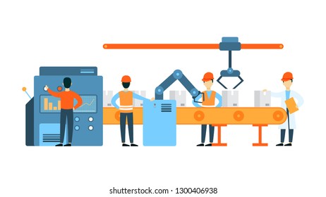 Conveyor Belt Illustration People Working On Stock Vector (Royalty Free ...