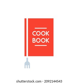 cook book with fork like bookmark. flat cartoon modern cookbook logotype graphic minimal design isolated on white background. concept of culinary training or easy tutorial for chef - Powered by Shutterstock