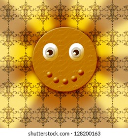 Cookie character with smiley face