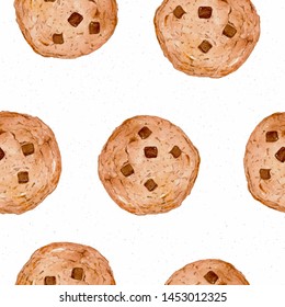 Cookie seamless pattern, hand draw sketch watercolor.
