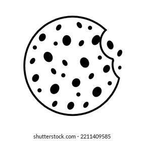 Cookies With Chocolate Chips. Homemade Chocolate Chip Cookies With Chocolate Chips On A White Background. Illustration In Doodle Style. Sweet Food. Cookie