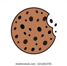 Cookies With Chocolate Chips. Homemade Chocolate Chip Cookies With Chocolate Chips On A White Background. Illustration In Doodle Style. Sweet Food. Cookie