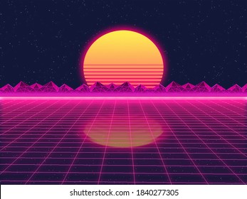 Cool 80s Outrun Retro Background