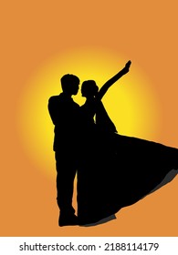 cool animated black silhouette wedding pictures for relatives' invitations