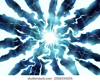 Cool background with radial lightning effect_Anime style_Light blue