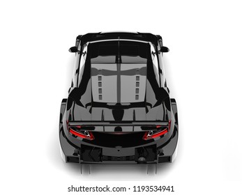 Cool Black Sports Super Car - Top Down Back View - 3D Illustration