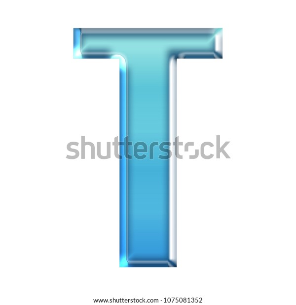 Cool Blue Glass Letter T 3d Stock Illustration